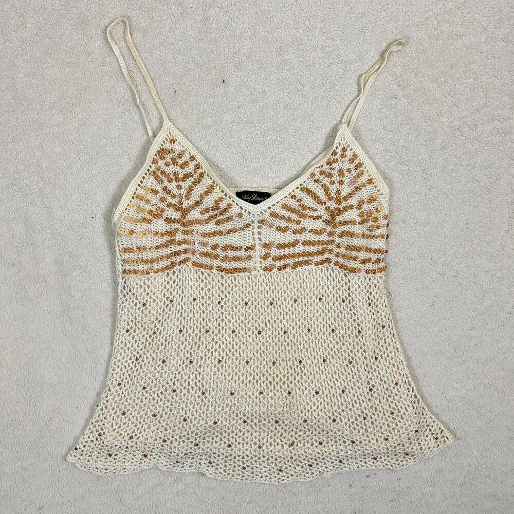 Ashley Stewart Boho Fairy White Crochet Tank Top